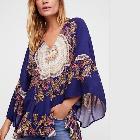 Free People Sunset Dreams Printed Tunic Sz XS - Picture 1 of 13